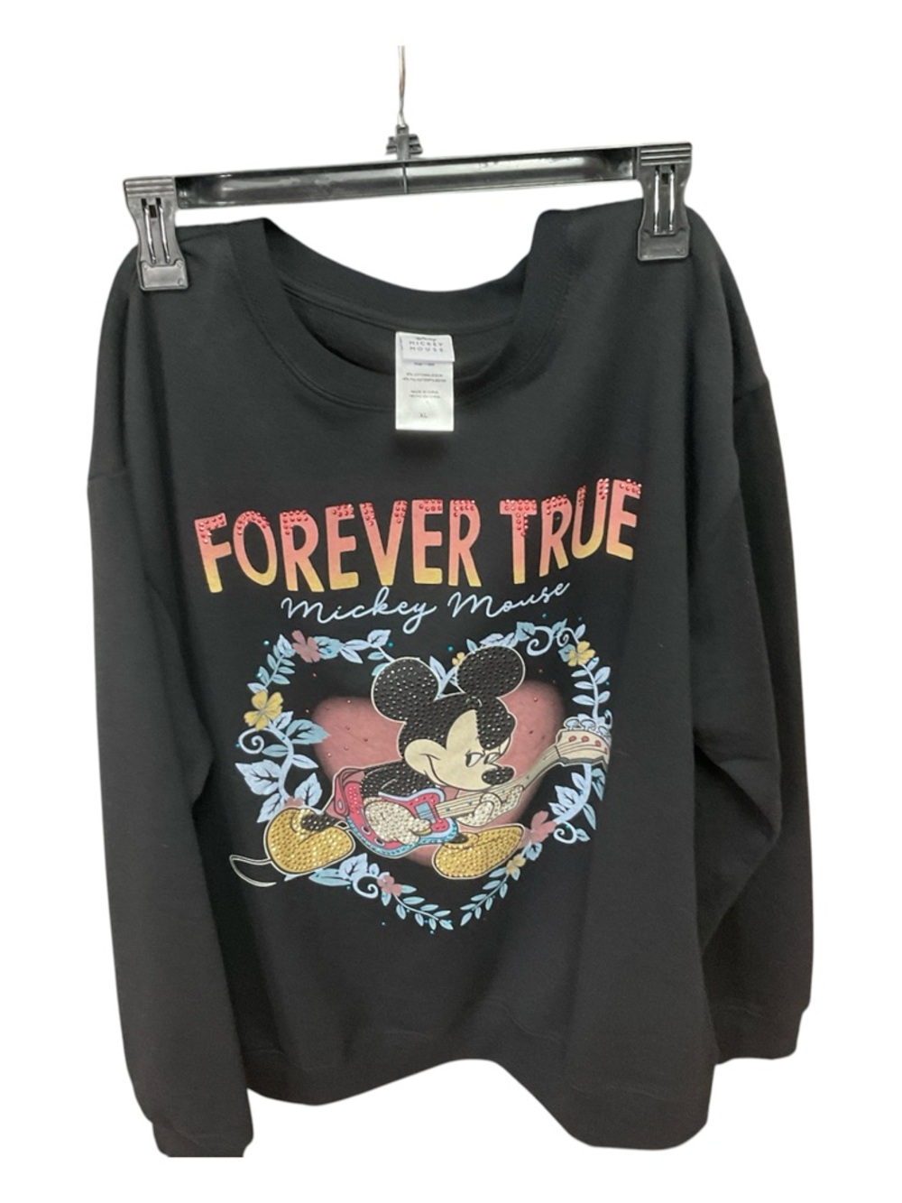 Disney Mickey Mouse "Forever True" Graphic Sweatshirt - Black - Size XL